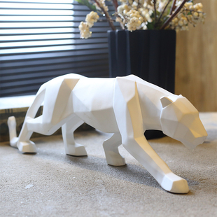 创意几何折纸动物树脂摆件客厅书房酒柜大象豹子样板房家居装饰品