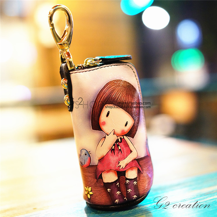 可爱韩国钥匙包女士大容量多功能汽车钥匙包卡通零钱包高尔夫匙包