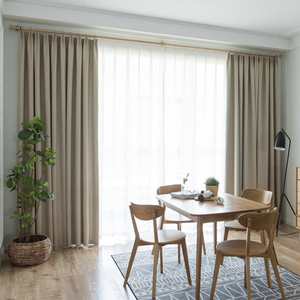 ins北欧风格现代简约纯色亚麻棉窗帘成品定制客厅卧室窗帘布素色
