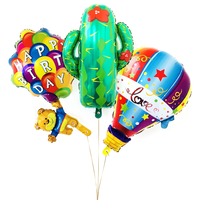 生日派对布置小熊水果植物铝箔气球热气球仙人掌造型铝膜气球装饰