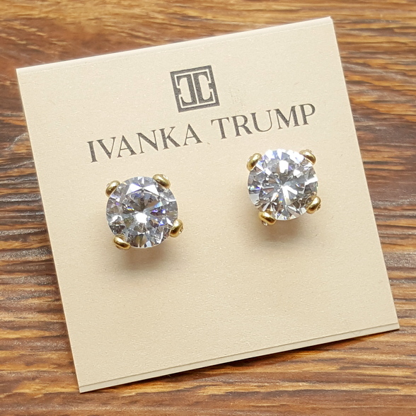 美国总统女儿IVANKA TRUMP/伊万卡特朗普天然锆石镀真金耳钉耳饰