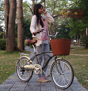正品蓝岛20寸复古单车轻便韩版女式变速自行车沙滩车淑女车城市车