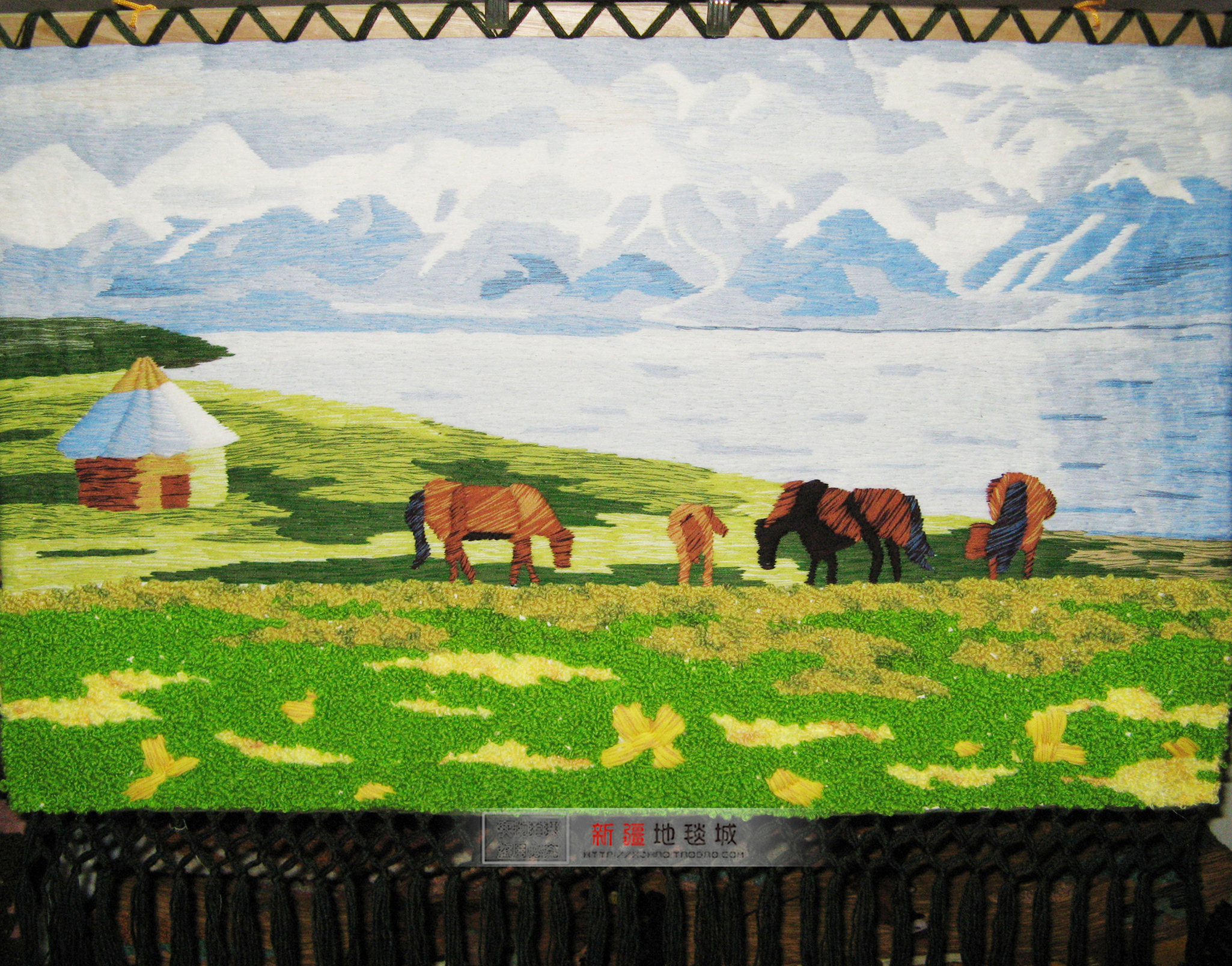 新疆艺术手工挂毯画 蒙古草原客厅卧室壁挂壁毯壁画 山水风景装饰