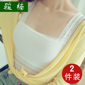 骏楠夏季蕾丝裹胸抹胸带胸垫 防走光短款美背吊带背心女 大码内衣裹胸