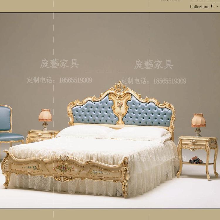 欧式实木床新古典描金彩绘床别墅婚床1.8米床双人床定制家具打折