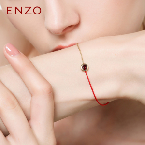 ENZO珠宝9K黄金镶嵌石榴石托帕石橄榄石黄晶紫晶时尚彩宝手链手绳镶嵌珠宝