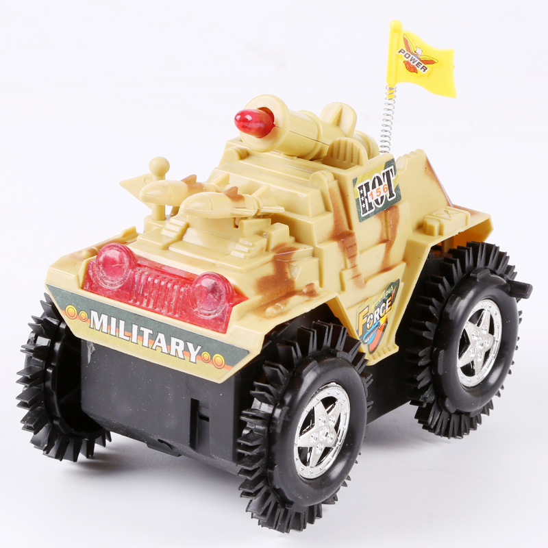 创意儿童礼物男孩电动闪光特技翻斗车坦克军事模型玩具批发地摊货