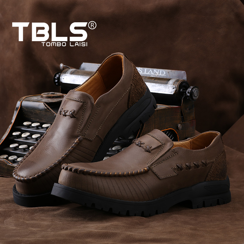 TBLS/汤铂莱斯男鞋日常户外运动休闲鞋男士工装皮鞋头层皮低帮鞋