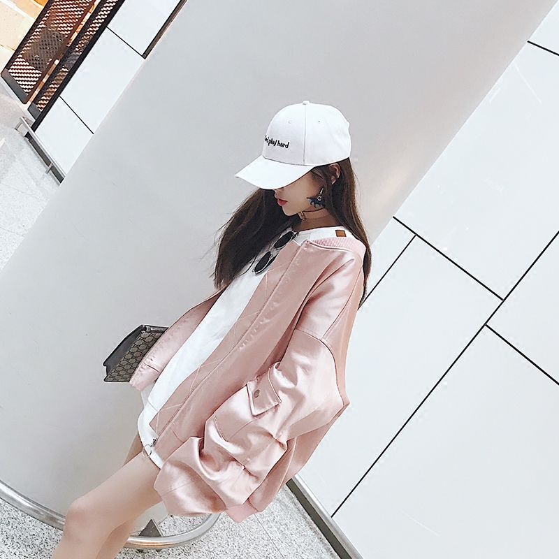 【SASA小姐】定制 2017春装新款宽松粉色棒球服女外套春夹克百搭情侣装
