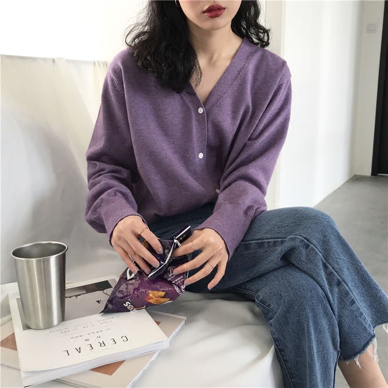 im向自制 必入自留!巨显瘦!V领慵懒风开衫宽松显瘦针织衫外套女针织衫女
