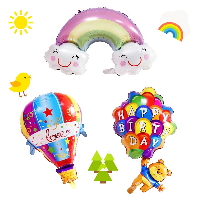 2019年新款气球 彩虹降落伞热气球 生日派对布置装饰铝膜气球