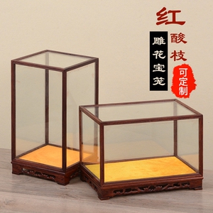 红木雕刻工艺品 span class=h></p></a>玻璃罩 /span>佛像古董防尘罩红酸枝木