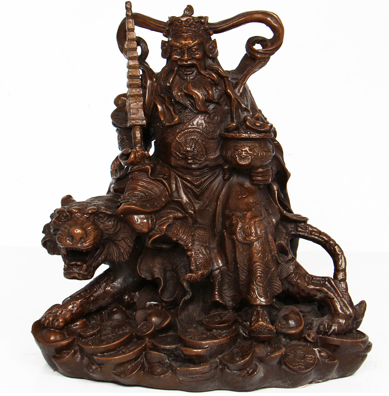 开光招财武财神爷纯铜赵公明骑虎铜像 工艺品佛像风水摆件摆设品