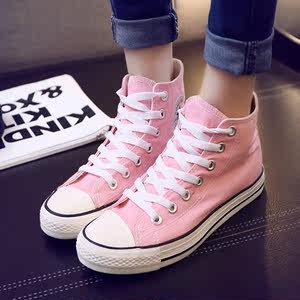 女士粉色帆布鞋图片