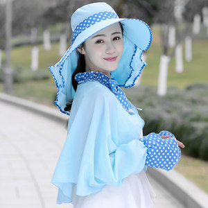 帽子口罩一体女夏天遮阳防晒帽带遮脸防紫外线