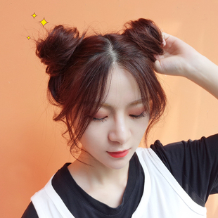 双丸子头卷发圈 假发女发花苞头 盘发器减龄蓬松自然皮筋假发包