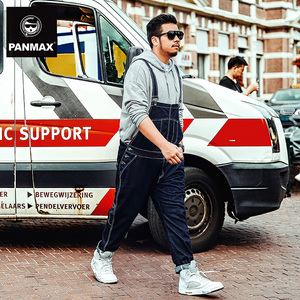 胖子宽松裤直筒男士潮流加肥加大牛仔 span class=h>背带裤 /span>