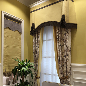 美式遮光客厅卧室飘窗落地窗帘布料窗幔乡村田园拼接窗帘定制定做