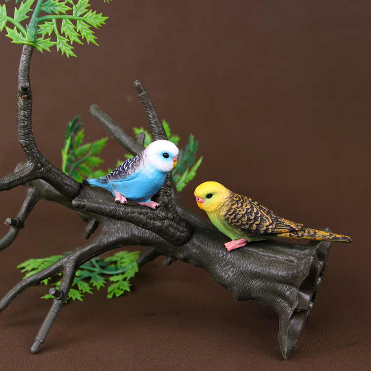 飞行类仿真动物模型绿皮蓝色鹦鹉小鸟可爱小动物鸟类原始风