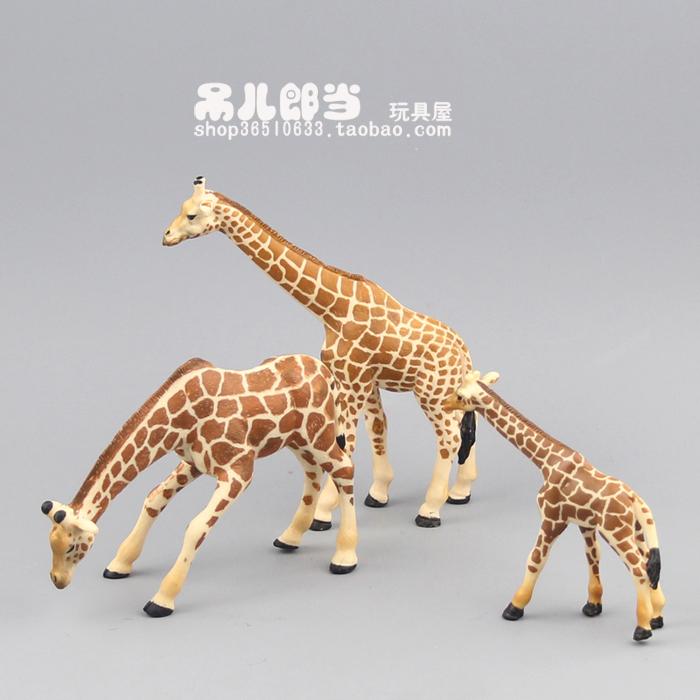 原始风思乐式仿真野生动物园玩具模型环保长颈鹿一家儿童玩具礼物