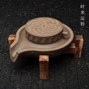 茶宠摆件精品紫砂时来运转石磨雕塑磨盘仿真趣味茶玩茶盘家居装饰