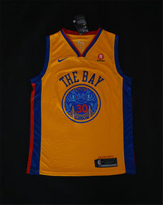 NBA勇士队30号库里球衣正品套装篮球服AU材