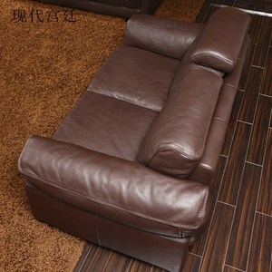 进口头层牛皮荔枝纹咖啡色真皮 span class=h>沙发 /span>三人位2.