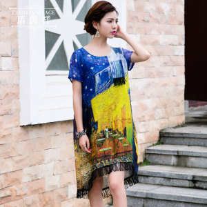 杭州真丝连衣裙中老年女装妈妈装旗袍桑蚕丝中