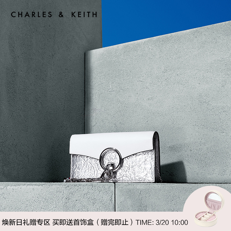 CHARLES＆KEITH 长款钱包 CK6-10770373金属圆环撞色饰女士单肩包