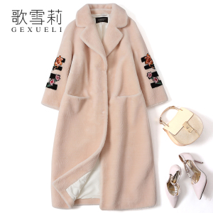 海宁2017冬季新款皮草外套女仿水貂毛拼接大