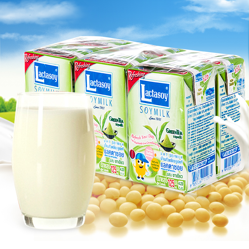 泰国进口力大狮(绿茶味)豆奶125ml*6盒 学生早餐奶饮品饮料零食品