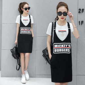 夏装2018新款女装潮时尚套装裙背带连衣裙两