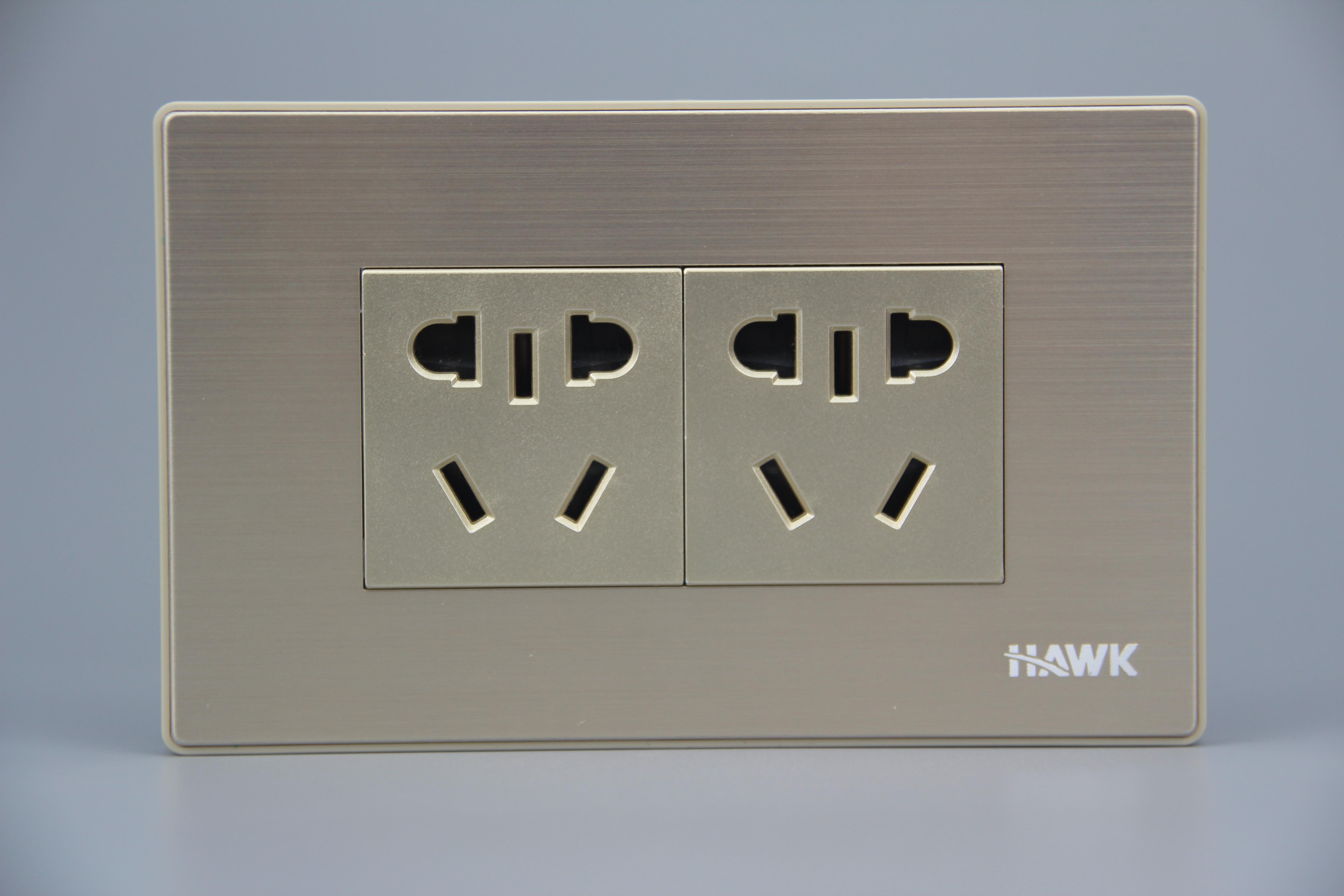 正品捷鹰晶锐118型香槟金10a十孔 插座开关面板 10a十孔墙壁插座