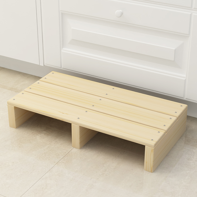 全实木脚踏板入户台阶踏板橱柜边增高脚踏凳沙发踏 浴室踏板矮凳