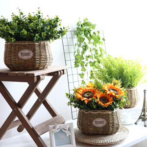 向日葵花篮藤编图片