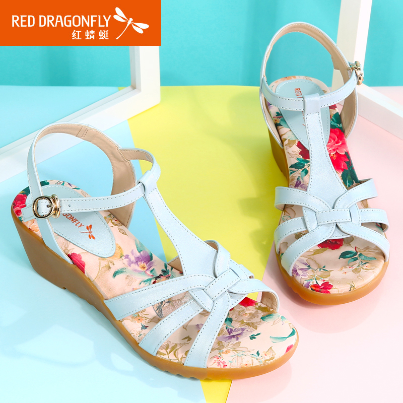 Merah Dragonfly Wanita Sandal Gaya Baru Di Musim Panas Rekreasi Pendakian Heel Sandal Kulit Istirahat Murni Cang kode dengan Karet Bawah Baba Sepatu 5 Dolar-Internasional
