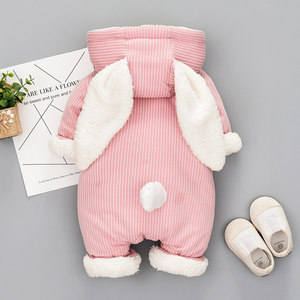 婴儿冬季棉衣套装女0一1岁秋冬新生儿衣服加