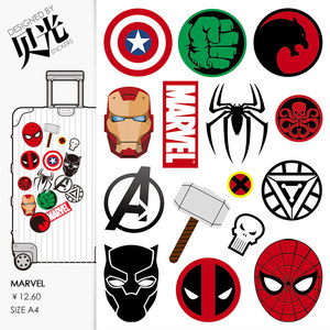 漫威超级英雄标志 span class=h>贴画 /span>个性笔记本电脑防水旅行