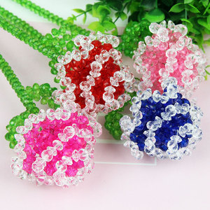 玫瑰花diy手工串珠材料包散珠珠子仿真植物盆景假花客厅饰品摆件