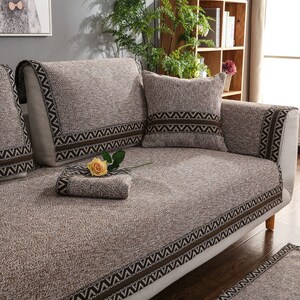 棉麻四季 span class=h>沙发 /span>垫坐垫通用布艺防滑新 span class