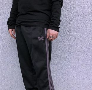 needles asap rocky同款蝴蝶刺绣长裤 日系 复古织带休闲运动裤子  