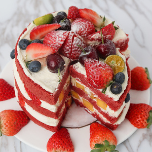 元旦新年红丝绒生日 span class=h>蛋糕 /span>深圳同城配送速递儿童 