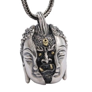 s925纯银一念之间佛头吊坠男女佛魔恶由心生 span class=h>项坠 /span