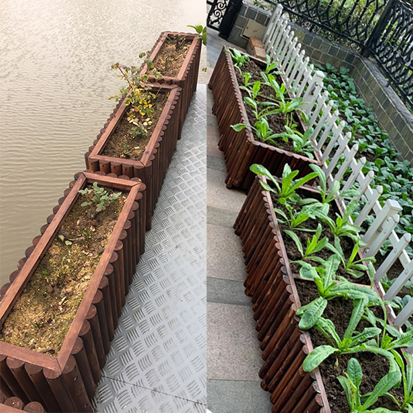 防腐木花箱碳化木花盆户外花槽木质长方形特大号种植箱阳台种菜盆