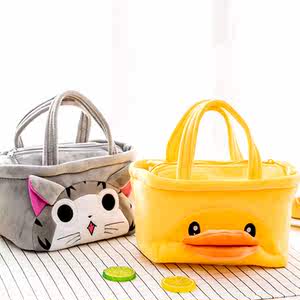 可爱kt猫饭盒袋小孩儿童学生卡通手提包袋便当袋毛绒手拎小饭包