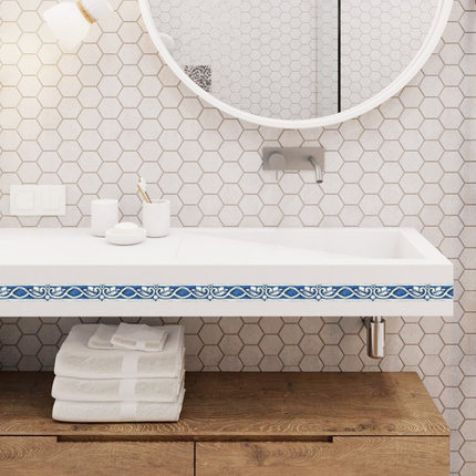 韩国墙贴纸厨房卫生间浴室防水瓷砖贴画欧式创意自粘装饰腰线贴纸