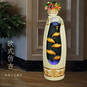 桌面流水喷泉加湿器风水轮摆件客厅办公室鱼缸
