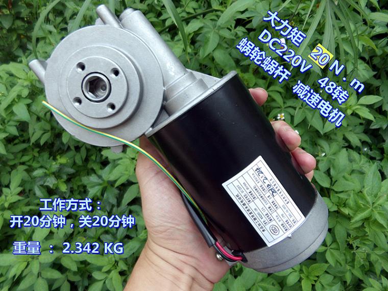 食品加工机械电机 DC220V 大力矩20N.m 48转蜗轮蜗杆直流减速电机