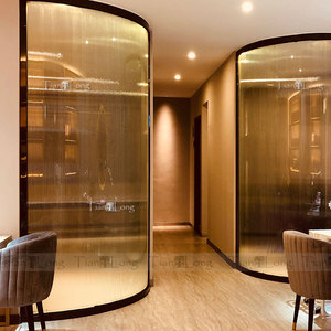 弯钢化瓦楞波浪条纹玻璃长虹玉虹热弯玻璃隔断屏风玻璃墙厂家定制