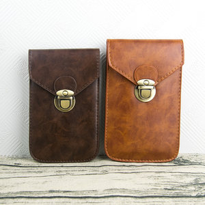 牛皮手机包男腰包竖款挂腰手机套6寸真皮手机